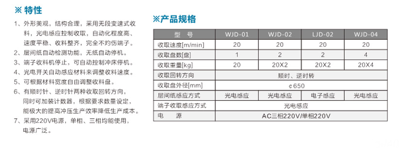 端子光控收料機WJD-01臥式光控單盤