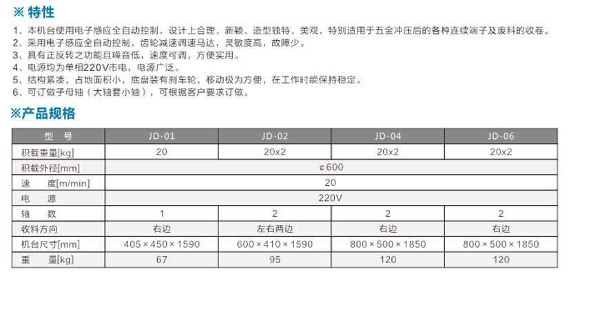 感應(yīng)式端子收料機JD-06單邊雙盤式